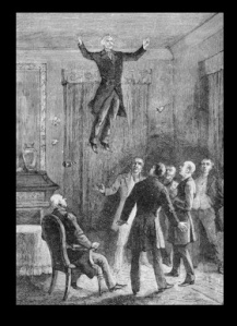 The levitation of Daniel Dunglas Home interpreted in a lithograph from Louis Figuier, Les Mystères de la science 1887.